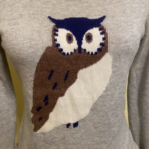 Old Navy Women's Long Sleeve Gray Sweater w/Owl Theme Size XS - Picture 2 of 8